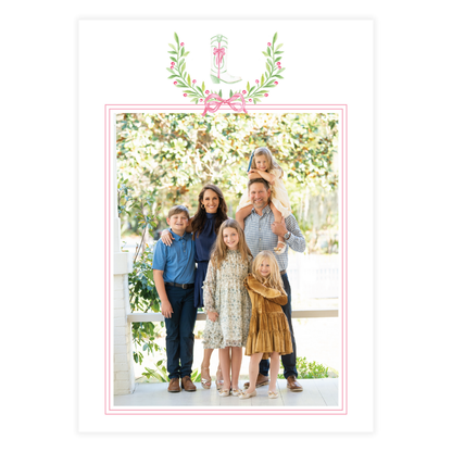 Cowboy Boot Crest with Simple Frame Holiday Card