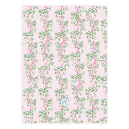 Pink Holly Oval Garland Frame Holiday Card