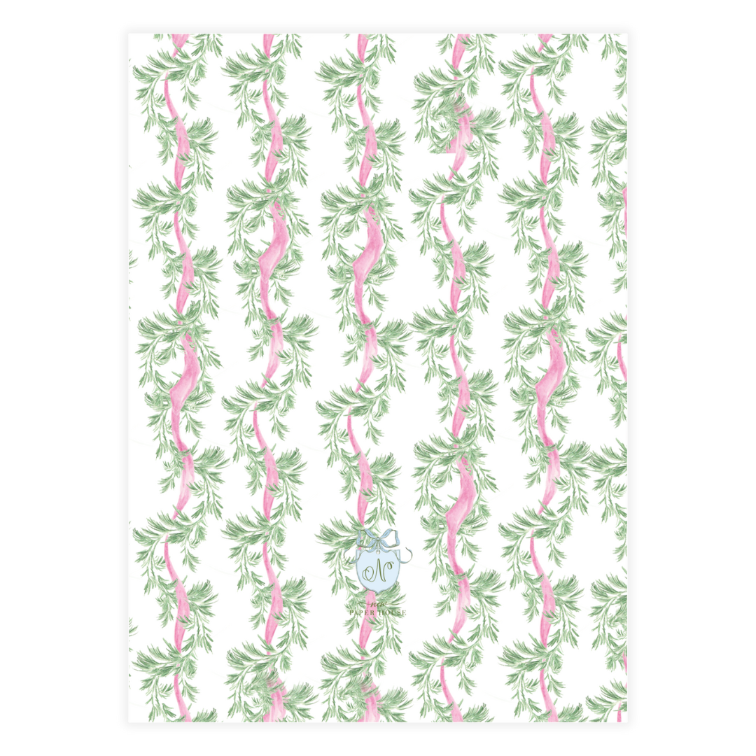 Pink Holly Garland Frame Holiday Card