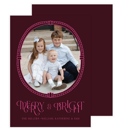 Dotted Oval Frame Holiday Card (colors customizable)