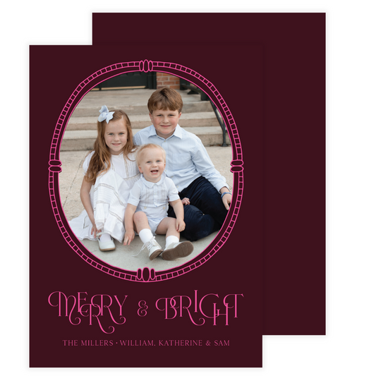 Dotted Oval Frame Holiday Card (colors customizable)