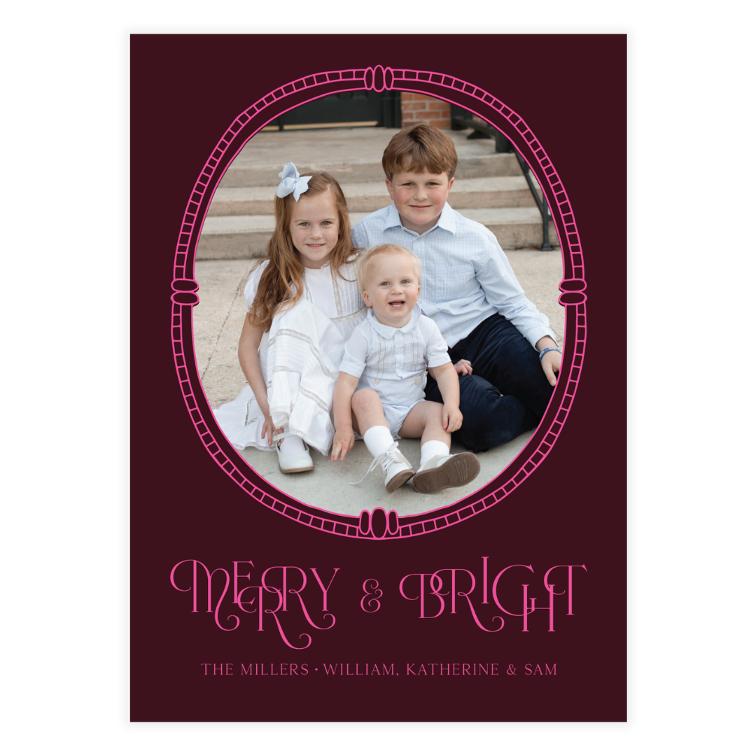 Dotted Oval Frame Holiday Card (colors customizable)