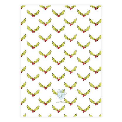 Holly and Red Bow Frame Holiday Card