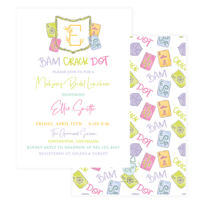 Bam Crack Dot Mahjong Crest Invitation