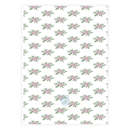 Pink Rose Red Bow Garland Frame Holiday Card