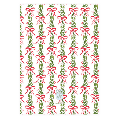 Red Holly Bow Garland Holiday Card