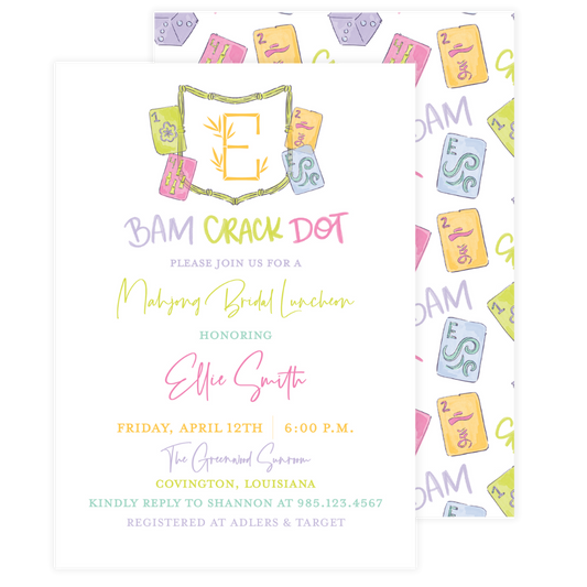 Bam Crack Dot Mahjong Crest Invitation