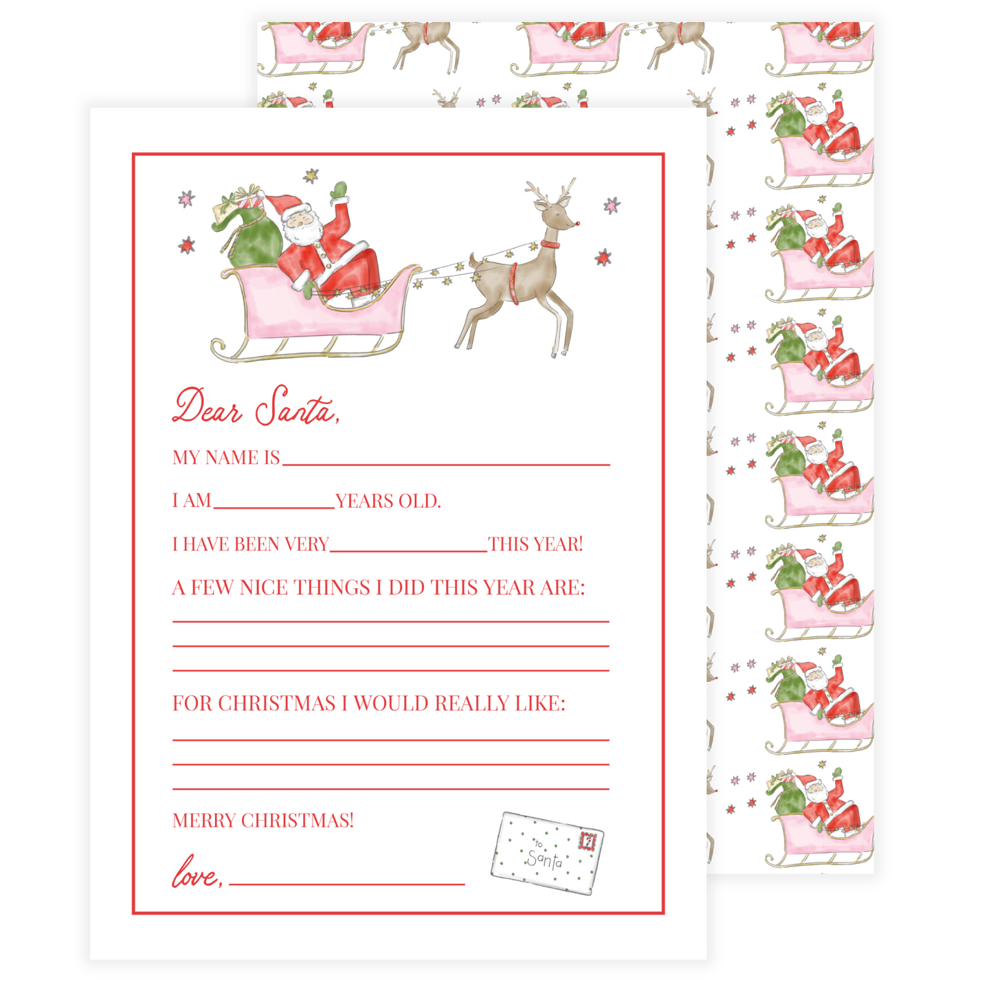 Dear Santa Sleigh Pink Letter