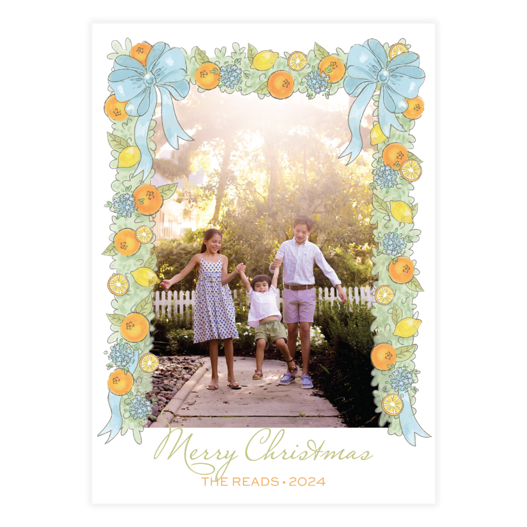 Citrus Blues Garland Holiday Card