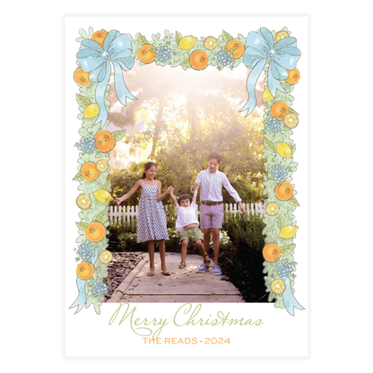 Citrus Blues Garland Holiday Card