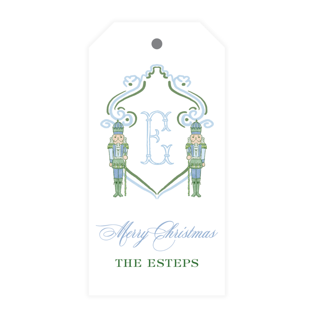Blue Green Nutcracker Crest Gift Tag