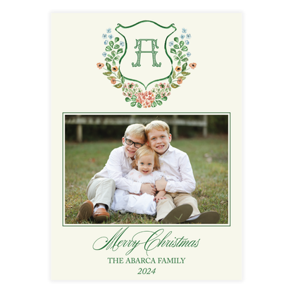 Autumn Floral Crest Holiday Card