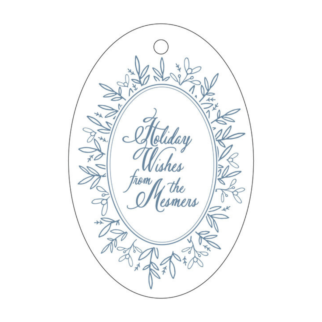 Holiday Wishes GrandMillennial Oval Letterpress/Foil Holiday Tags