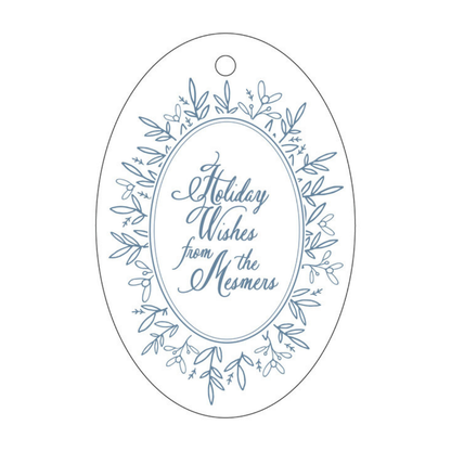 Holiday Wishes GrandMillennial Oval Letterpress/Foil Holiday Tags