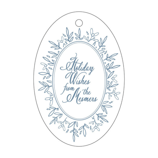 Holiday Wishes GrandMillennial Oval Letterpress/Foil Holiday Tags