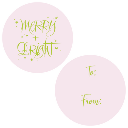 Merry + Bright Circle Large Die Cut Gift Tag