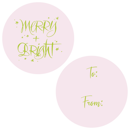 Merry + Bright Circle Large Die Cut Gift Tag