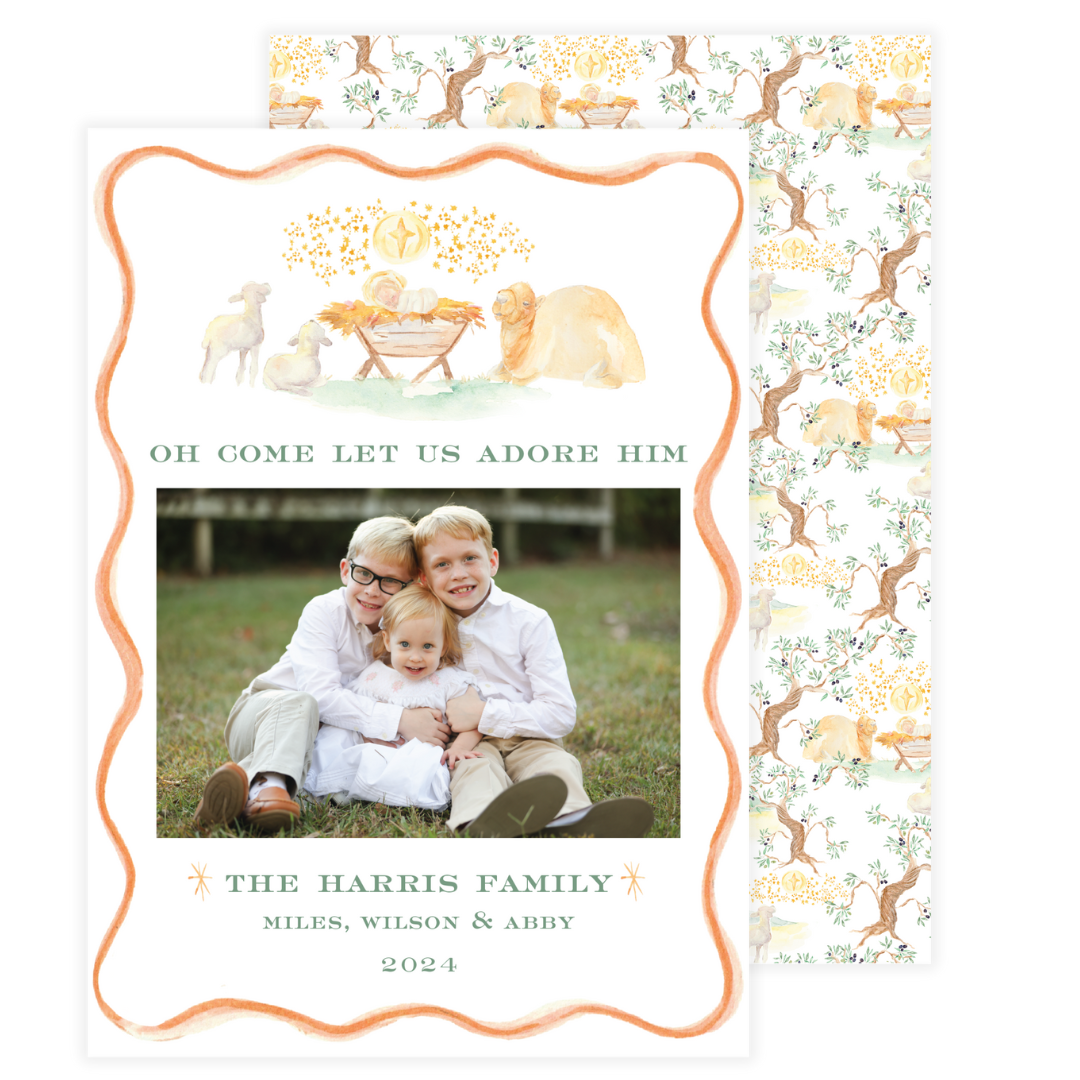 Our King Has Come Wavy Frame Holiday Card