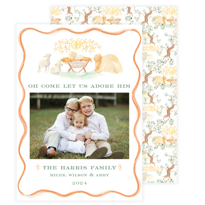 Our King Has Come Wavy Frame Holiday Card