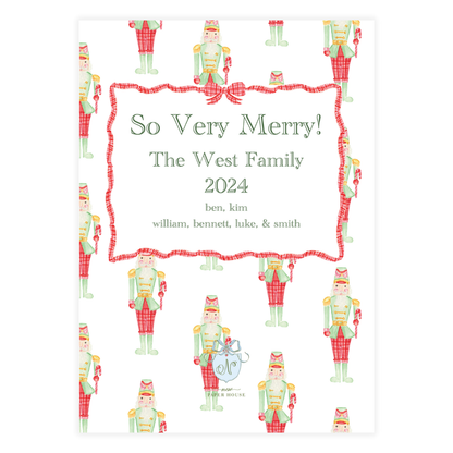 Red & Green Nutcracker with Red Garland Holiday Card