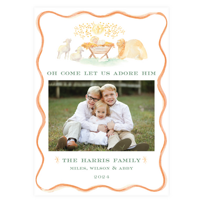 Our King Has Come Wavy Frame Holiday Card