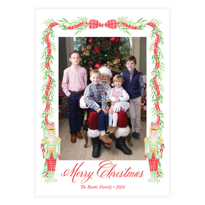 Green Garland with Nutcracker Holiday Card