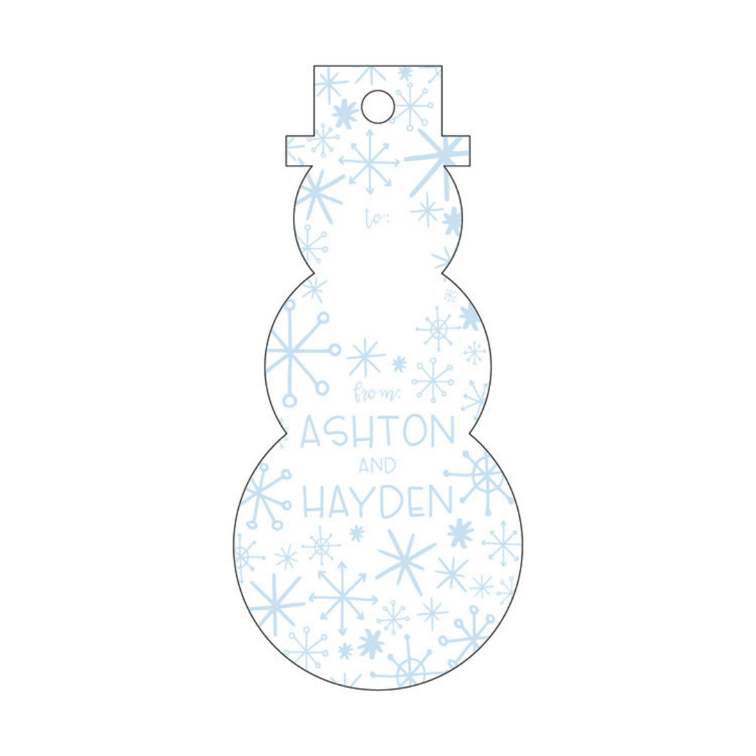 Snowman Snowflake to/from Letterpress/Foil Holiday Tags