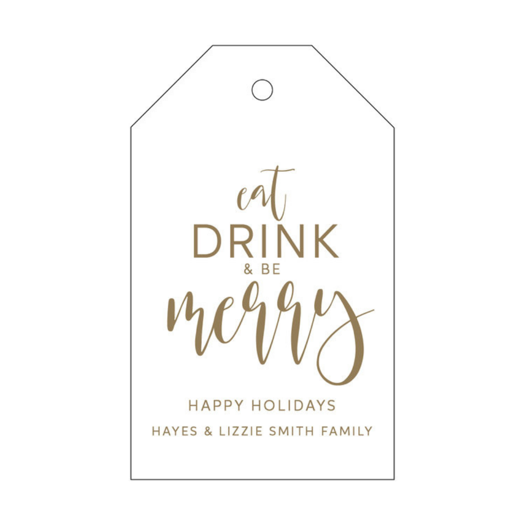 Eat Drink and Be Merry Letterpress/Foil Holiday Tags