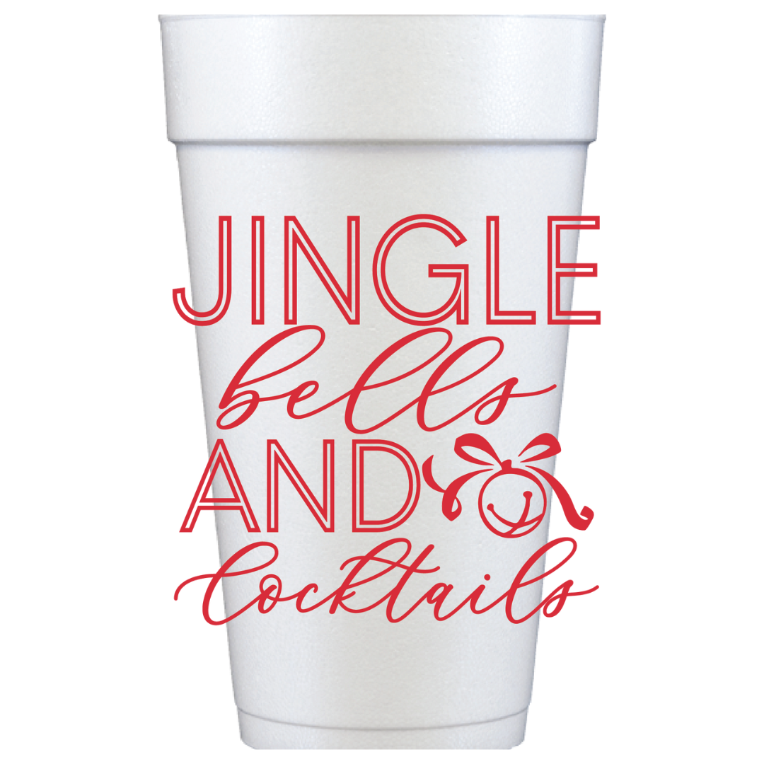 Jingle Bells and Cocktails 20 oz Foam Holiday Cups