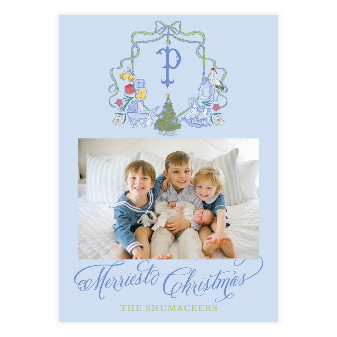 Blue Nursery Crest Holiday Card