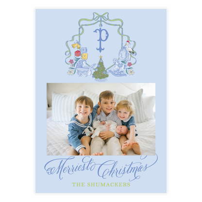 Blue Nursery Crest Holiday Card