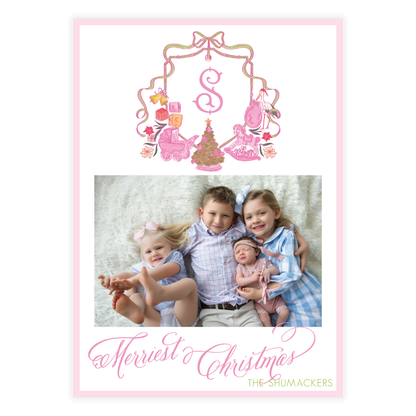 Pink Nursery Crest Holiday Card