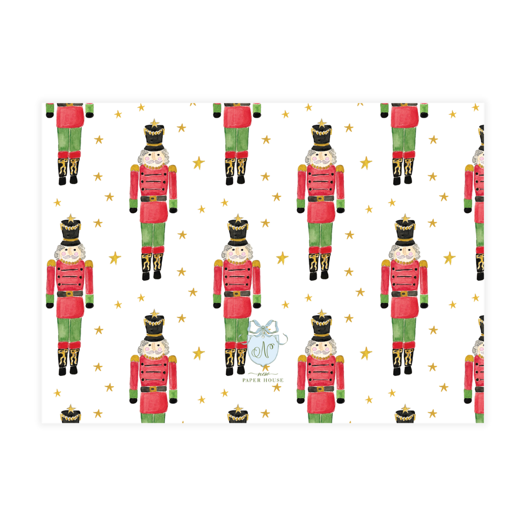 Red & Green Nutcracker with Stars Holiday Card