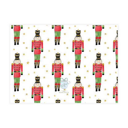 Red & Green Nutcracker with Stars Holiday Card
