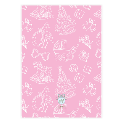 Pink Nursery Crest Holiday Card