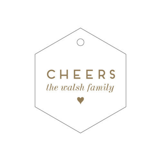 Cheers Octagon Letterpress/Foil Holiday Tags
