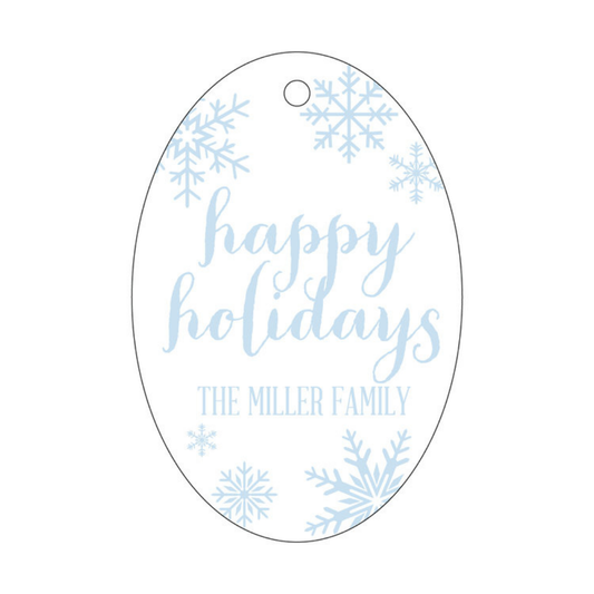 Happy Holidays Round Snowflake One Color Letterpress/Foil Holiday Tags