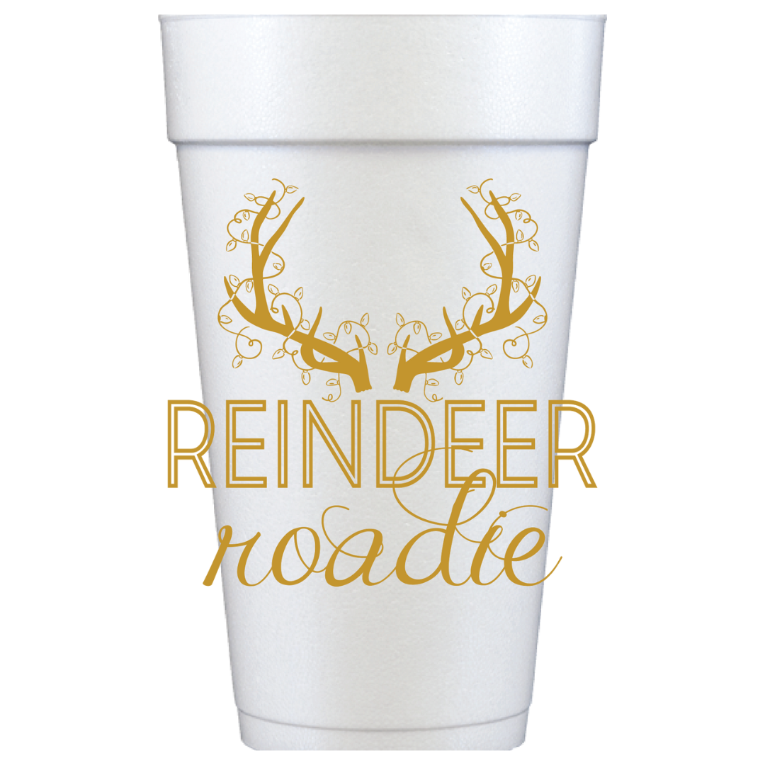 Reindeer Roadie 20 oz Foam Holiday Cups