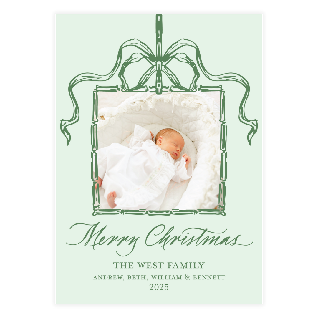 Green Bow Frame Holiday Card
