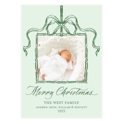 Green Bow Frame Holiday Card