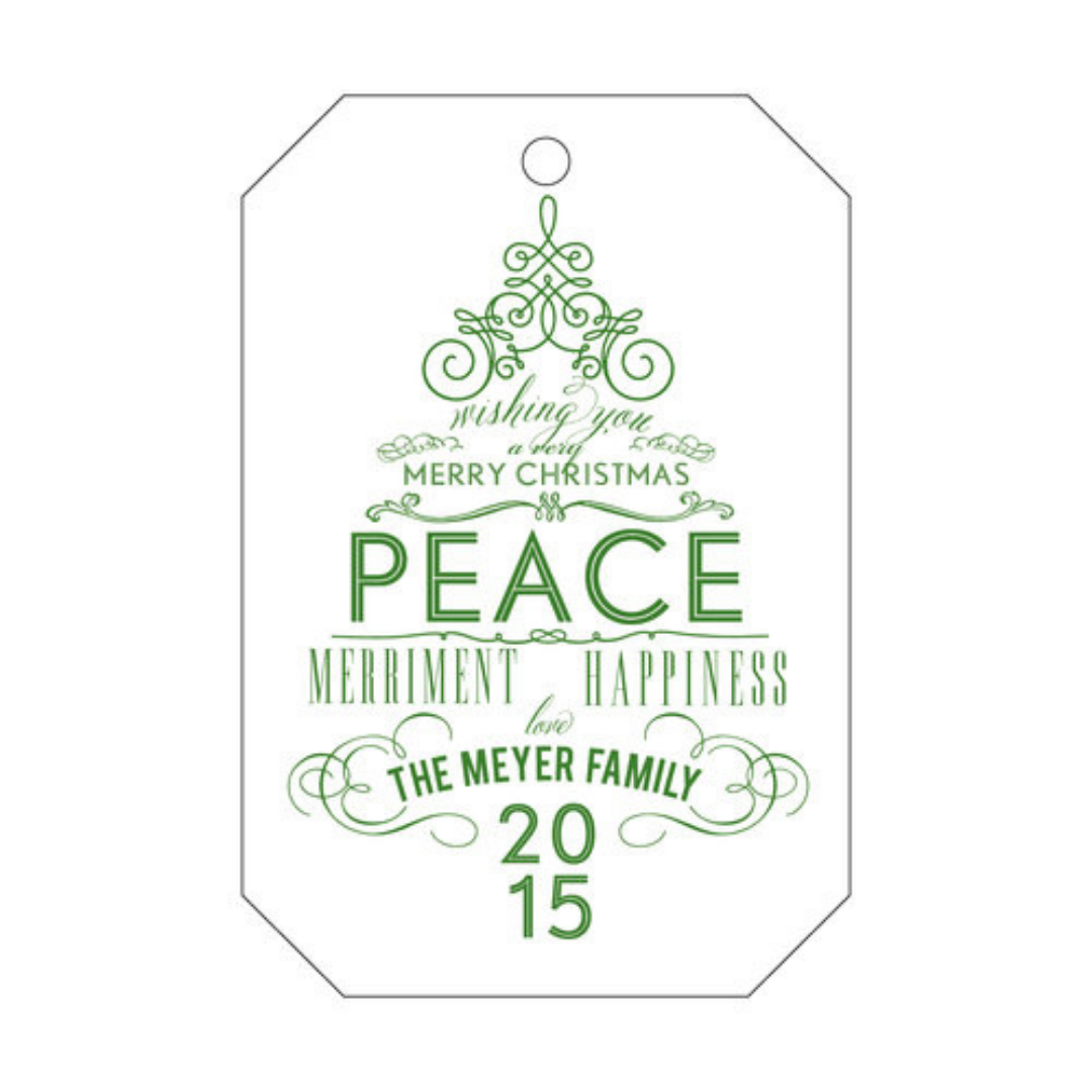 Wishing you Peace, Merriment, and Happiness Letterpress/Foil Holiday Tags