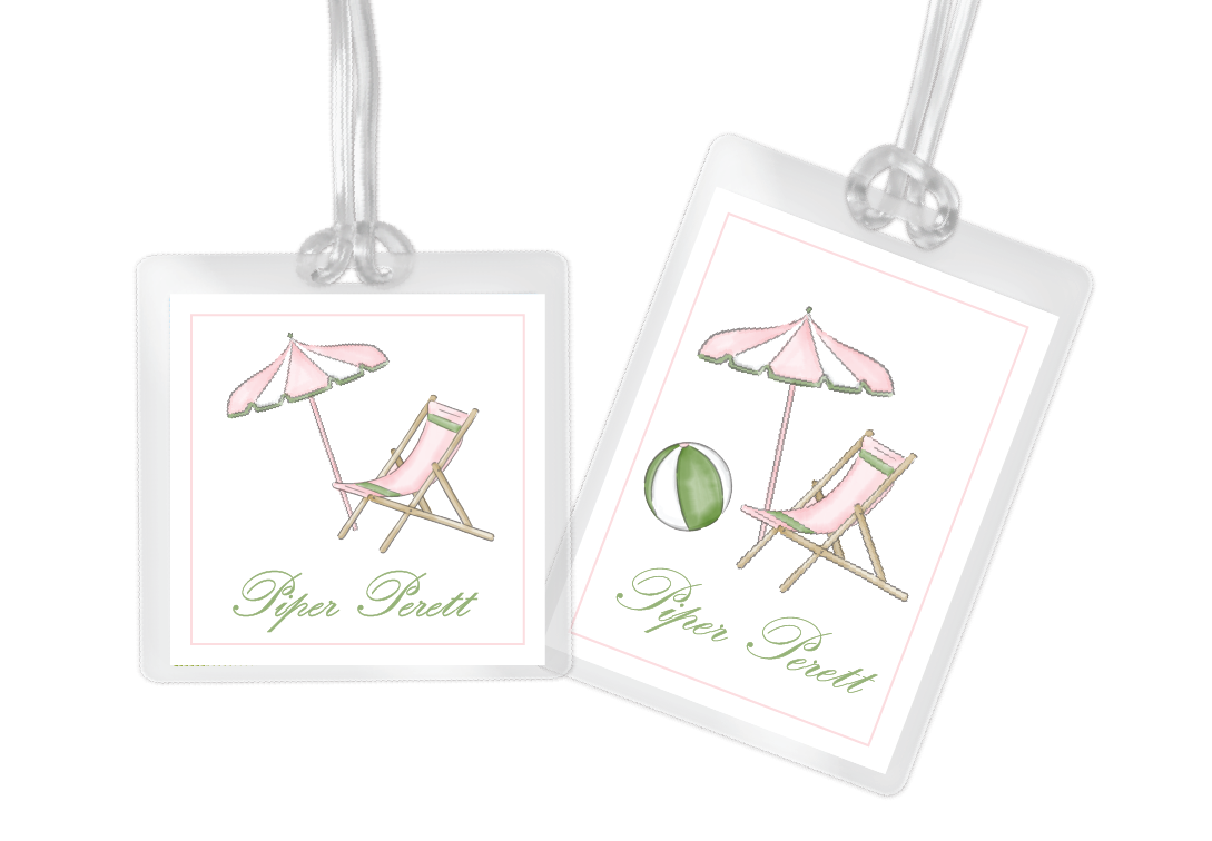 Pink & Green Beach Life Bag Tag