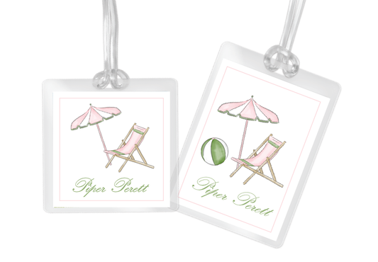 Pink & Green Beach Life Bag Tag