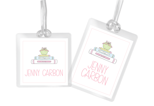 Pastel School Books Bag Tag