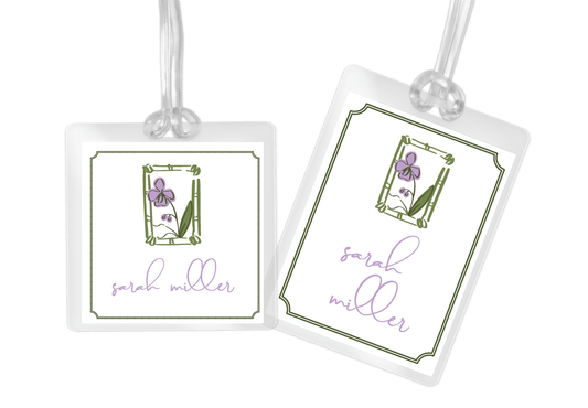 Purple & Green Floral Bag Tag