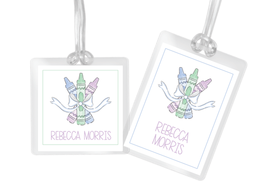 Pastel Crayons Bag Tag