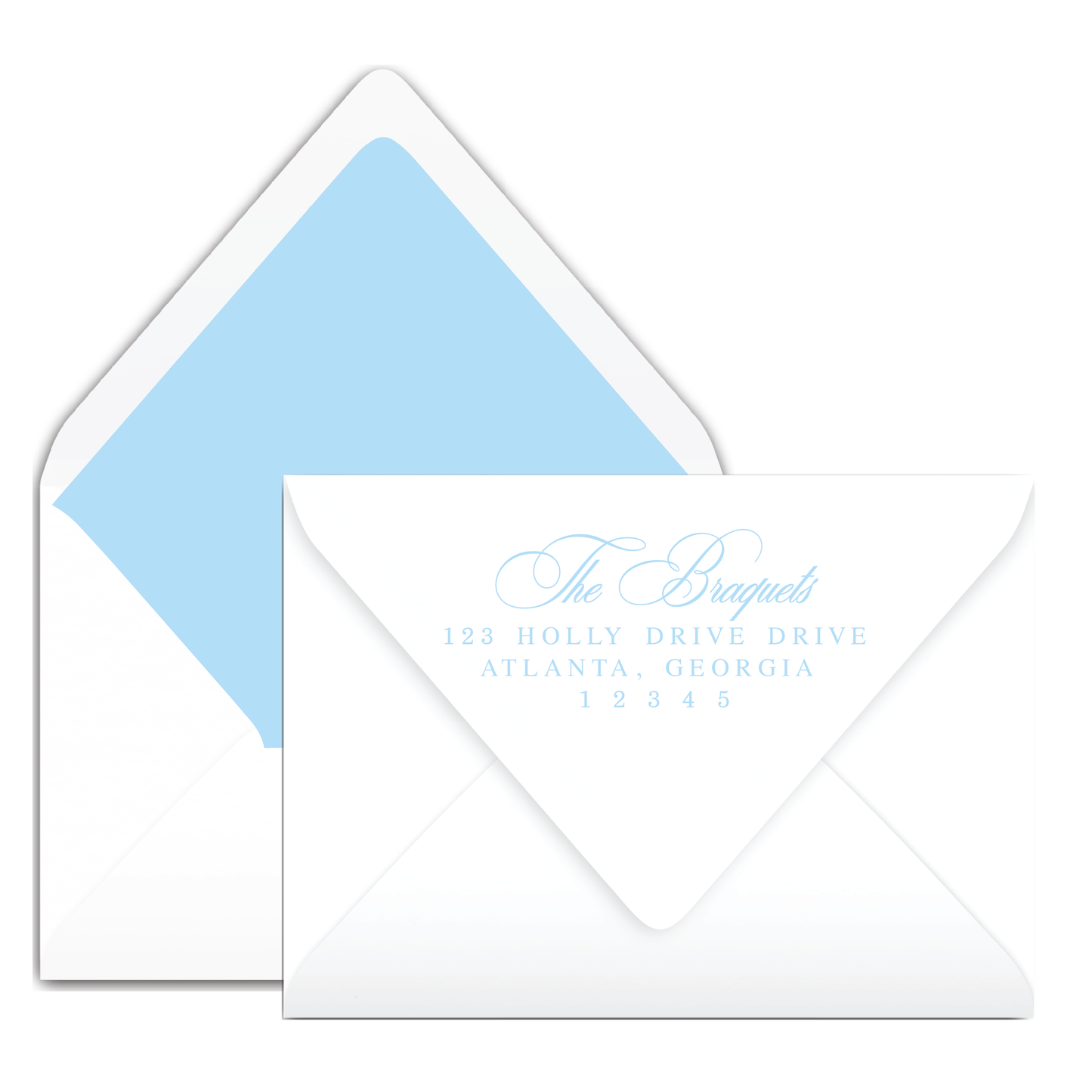 Blue Bow Garland Wrapped Holiday Card