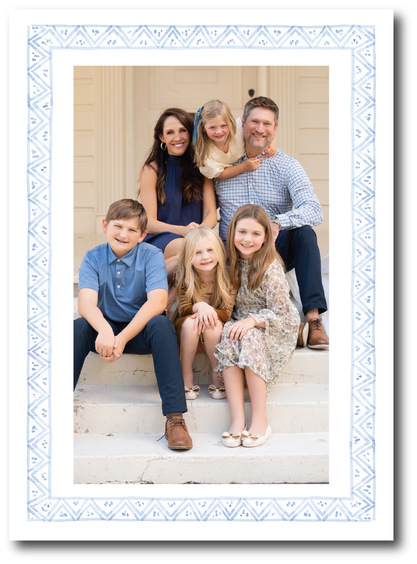 Blue Pattern Frame Holiday Card