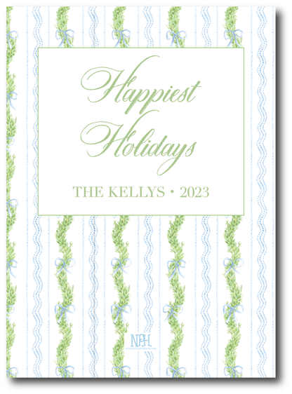 Blue Pattern Frame Holiday Card
