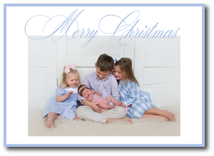 Classic Script Blue Holiday Card